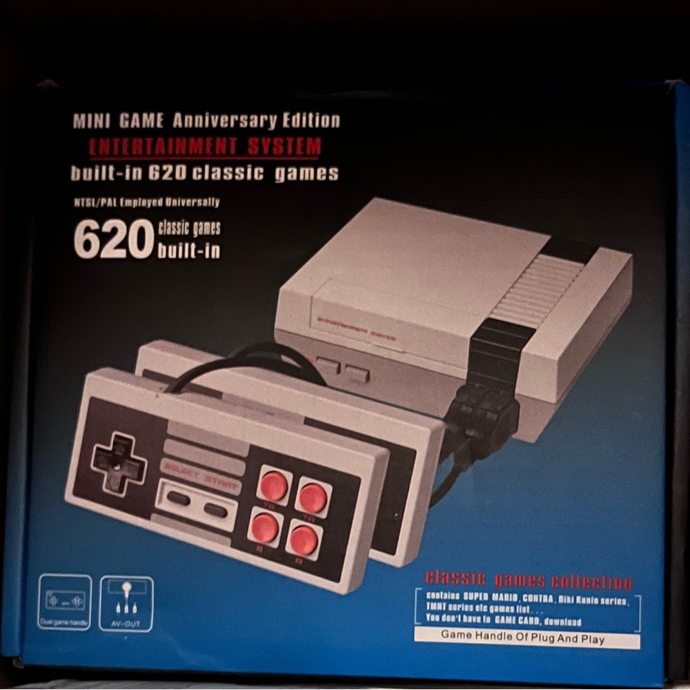 Classic Mini Game Console with 620 Built-in Games - Gray and Black
